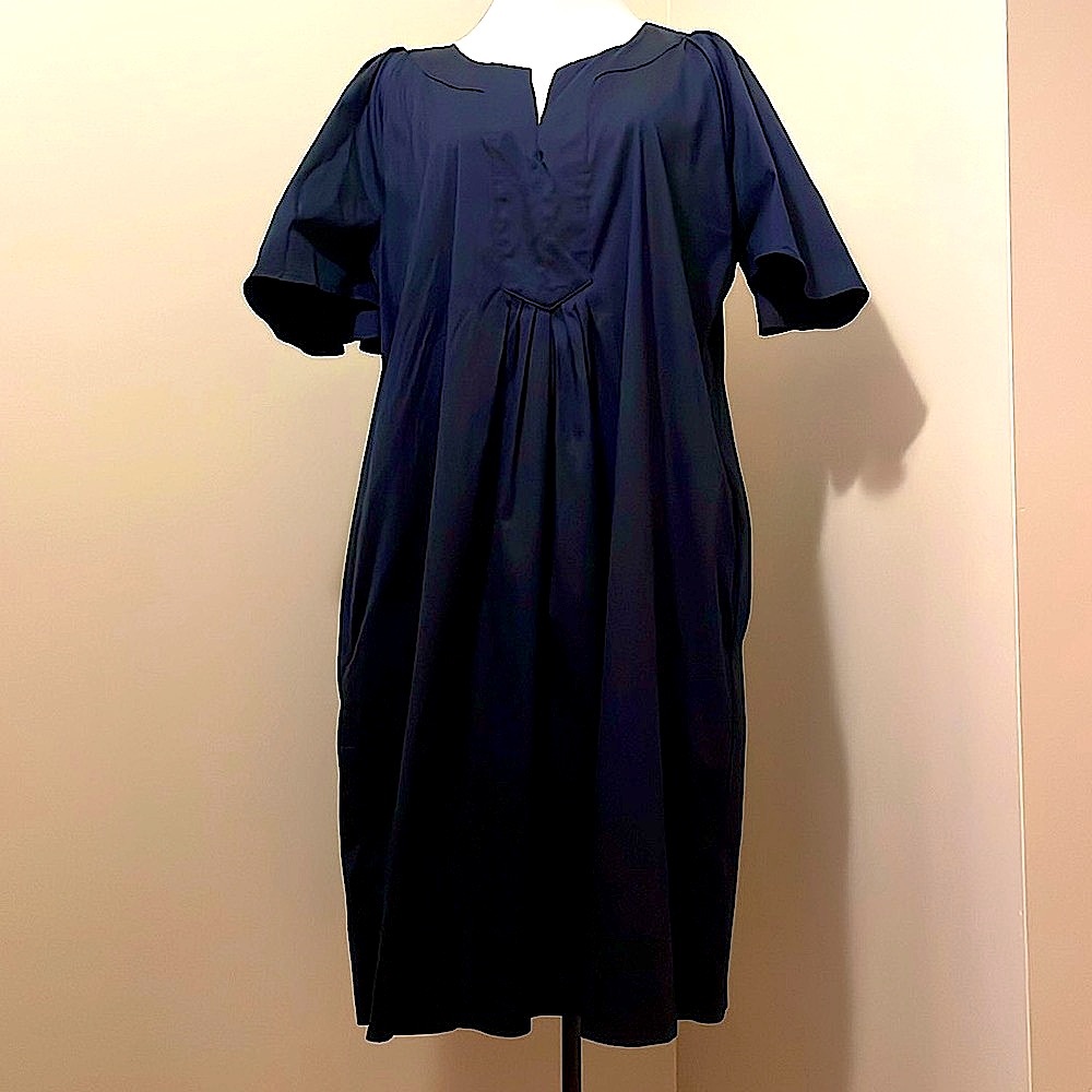 Chicos Short Sleeve Navy Dress with pockets